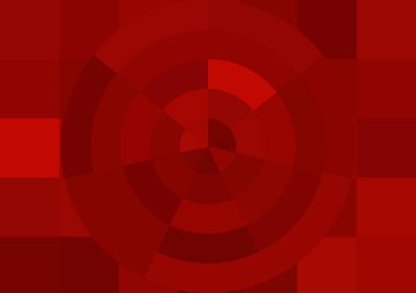 Büyük kırmızı kare pikselleri ve dairesi olan soyut dekoratif arkaplan