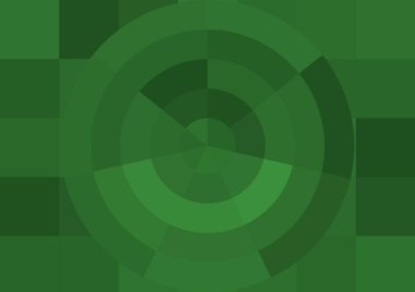 Büyük yeşil renk kare pikselleri ve daireleri olan soyut dekoratif arkaplan