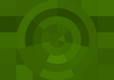 Büyük yeşil renk kare pikselleri ve daireleri olan soyut dekoratif arkaplan