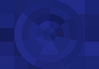 Büyük mavi renk kare pikselleri ve daireleri olan soyut dekoratif arkaplan