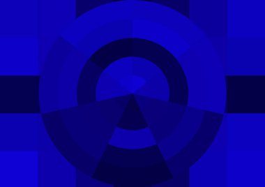 Büyük mavi renk kare pikselleri ve daireleri olan soyut dekoratif arkaplan