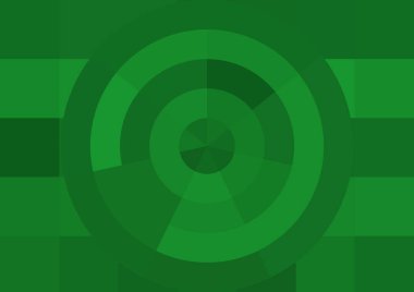 Büyük yeşil renk kare pikselleri ve daireleri olan soyut dekoratif arkaplan