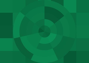 Büyük yeşil renk kare pikselleri ve daireleri olan soyut dekoratif arkaplan