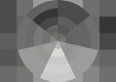 Büyük gri kare pikselleri ve dairesi olan soyut dekoratif arkaplan