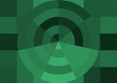 Büyük yeşil renk kare pikselleri ve daireleri olan soyut dekoratif arkaplan