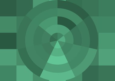 Büyük yeşil renk kare pikselleri ve daireleri olan soyut dekoratif arkaplan