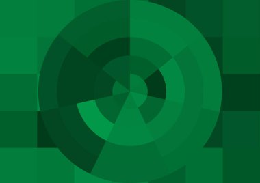 Büyük yeşil renk kare pikselleri ve daireleri olan soyut dekoratif arkaplan