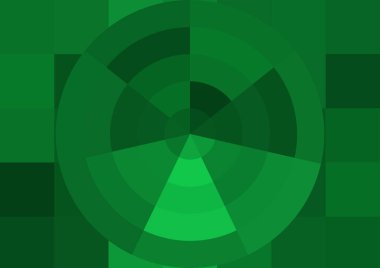 Büyük yeşil renk kare pikselleri ve daireleri olan soyut dekoratif arkaplan