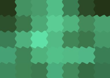 Büyük yeşil renk kare pikselleri dalgalarla dalgalanan soyut dekoratif arkaplan