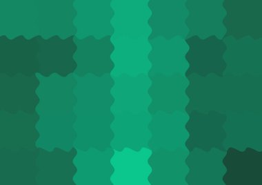 Büyük yeşil renk kare pikselleri dalgalarla dalgalanan soyut dekoratif arkaplan