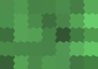 Büyük yeşil renk kare pikselleri dalgalarla dalgalanan soyut dekoratif arkaplan