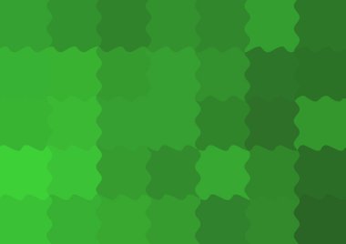 Büyük yeşil renk kare pikselleri dalgalarla dalgalanan soyut dekoratif arkaplan