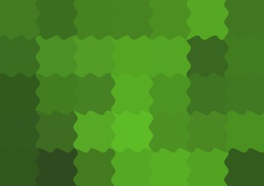 Büyük yeşil renk kare pikselleri dalgalarla dalgalanan soyut dekoratif arkaplan