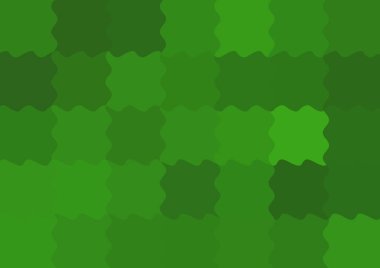 Büyük yeşil renk kare pikselleri dalgalarla dalgalanan soyut dekoratif arkaplan