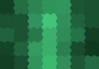 Büyük yeşil renk kare pikselleri dalgalarla dalgalanan soyut dekoratif arkaplan