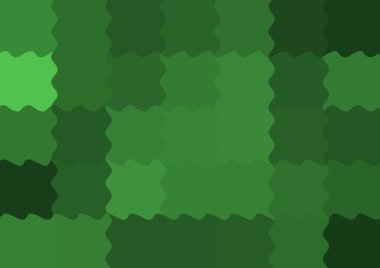 Büyük yeşil renk kare pikselleri dalgalarla dalgalanan soyut dekoratif arkaplan