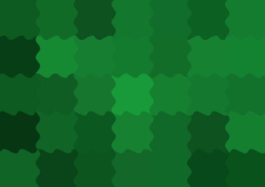 Büyük yeşil renk kare pikselleri dalgalarla dalgalanan soyut dekoratif arkaplan