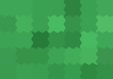 Büyük yeşil renk kare pikselleri dalgalarla dalgalanan soyut dekoratif arkaplan