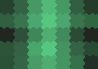 Büyük yeşil renk kare pikselleri dalgalarla dalgalanan soyut dekoratif arkaplan