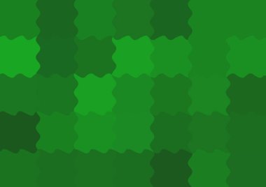 Büyük yeşil renk kare pikselleri dalgalarla dalgalanan soyut dekoratif arkaplan