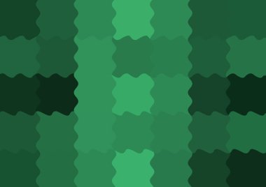 Büyük yeşil renk kare pikselleri dalgalarla dalgalanan soyut dekoratif arkaplan