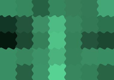 Büyük yeşil renk kare pikselleri dalgalarla dalgalanan soyut dekoratif arkaplan