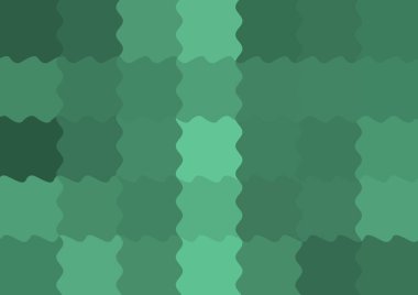 Büyük yeşil renk kare pikselleri dalgalarla dalgalanan soyut dekoratif arkaplan