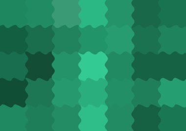 Büyük yeşil renk kare pikselleri dalgalarla dalgalanan soyut dekoratif arkaplan