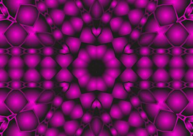 Dijital illüstrasyon, geometrik soyut renkli kaleydoskop simetrik desen ve gradyan etkisi. Klasik güzel dekoratif arkaplan