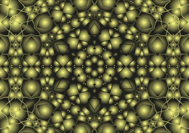 Dijital illüstrasyon, geometrik soyut renkli kaleydoskop simetrik desen ve gradyan etkisi. Klasik güzel dekoratif arkaplan