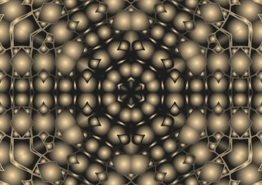 Dijital illüstrasyon, geometrik soyut renkli kaleydoskop simetrik desen ve gradyan etkisi. Klasik güzel dekoratif arkaplan