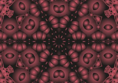 Dijital illüstrasyon, geometrik soyut renkli kaleydoskop simetrik desen ve gradyan etkisi. Klasik güzel dekoratif arkaplan