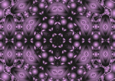 Dijital illüstrasyon, geometrik soyut renkli kaleydoskop simetrik desen ve gradyan etkisi. Klasik güzel dekoratif arkaplan