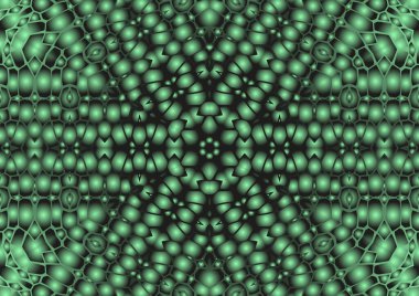 Dijital illüstrasyon, geometrik soyut renkli kaleydoskop simetrik desen ve gradyan etkisi. Klasik güzel dekoratif arkaplan