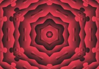 Dijital illüstrasyon, geometrik soyut renkli kaleydoskop simetrik desen ve gradyan etkisi. Klasik güzel dekoratif arkaplan