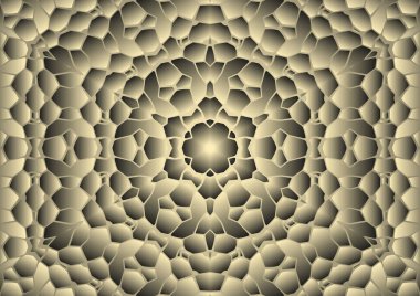 Dijital illüstrasyon, geometrik soyut renkli kaleydoskop simetrik desen ve gradyan etkisi. Klasik güzel dekoratif arkaplan