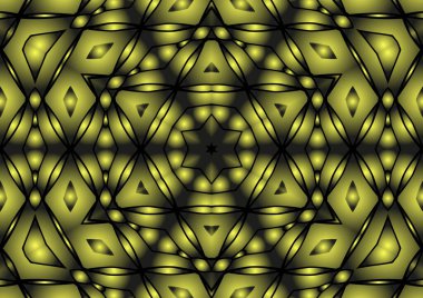 Dijital illüstrasyon, geometrik soyut renkli kaleydoskop simetrik desen ve gradyan etkisi. Klasik güzel dekoratif arkaplan