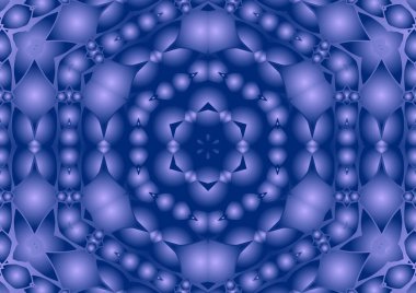 Dijital illüstrasyon, geometrik soyut renkli kaleydoskop simetrik desen ve gradyan etkisi. Klasik güzel dekoratif arkaplan