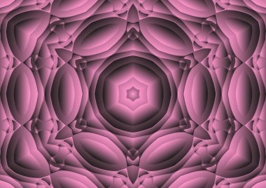 Dijital illüstrasyon, geometrik soyut renkli kaleydoskop simetrik desen ve gradyan etkisi. Klasik güzel dekoratif arkaplan