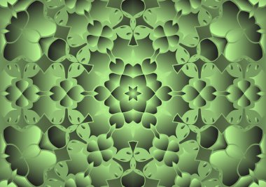 Dijital illüstrasyon, geometrik soyut renkli kaleydoskop simetrik desen ve gradyan etkisi. Klasik güzel dekoratif arkaplan