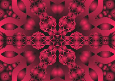 Dijital illüstrasyon, geometrik soyut renkli kaleydoskop simetrik desen ve gradyan etkisi. Klasik güzel dekoratif arkaplan