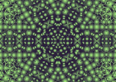 Dijital illüstrasyon, geometrik soyut renkli kaleydoskop simetrik desen ve gradyan etkisi. Klasik güzel dekoratif arkaplan