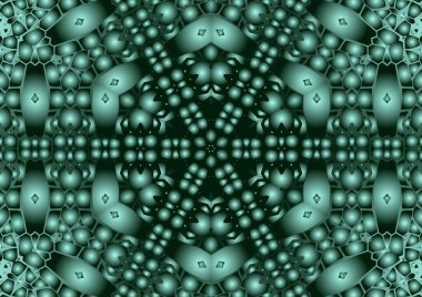 Dijital illüstrasyon, geometrik soyut renkli kaleydoskop simetrik desen ve gradyan etkisi. Klasik güzel dekoratif arkaplan