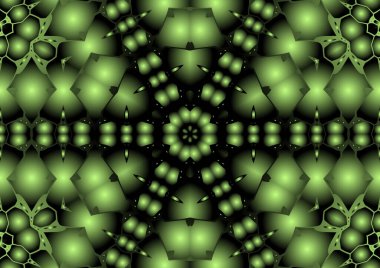 Dijital illüstrasyon, geometrik soyut renkli kaleydoskop simetrik desen ve gradyan etkisi. Klasik güzel dekoratif arkaplan