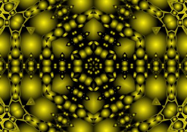 Dijital illüstrasyon, geometrik soyut renkli kaleydoskop simetrik desen ve gradyan etkisi. Klasik güzel dekoratif arkaplan