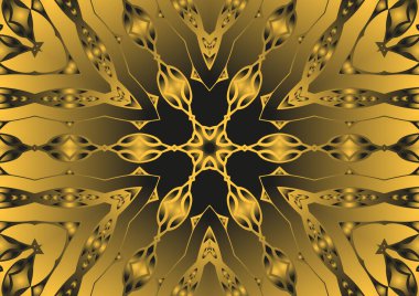 Dijital illüstrasyon, geometrik soyut renkli kaleydoskop simetrik desen ve gradyan etkisi. Klasik güzel dekoratif arkaplan