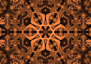 Dijital illüstrasyon, geometrik soyut renkli kaleydoskop simetrik desen ve gradyan etkisi. Klasik güzel dekoratif arkaplan