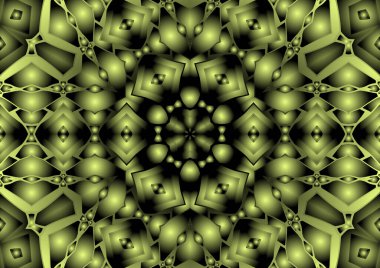 Dijital illüstrasyon, geometrik soyut renkli kaleydoskop simetrik desen ve gradyan etkisi. Klasik güzel dekoratif arkaplan