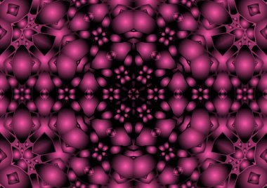 Dijital illüstrasyon, geometrik soyut renkli kaleydoskop simetrik desen ve gradyan etkisi. Klasik güzel dekoratif arkaplan