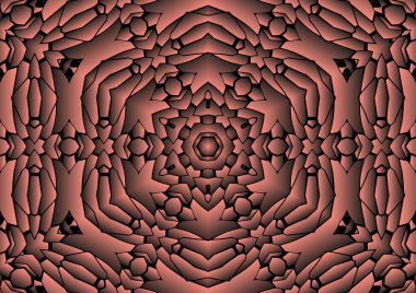 Dijital illüstrasyon, geometrik soyut renkli kaleydoskop simetrik desen ve gradyan etkisi. Klasik güzel dekoratif arkaplan